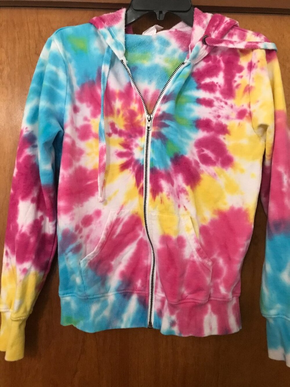 NO BOUNDARIES GIRLS/CHILDS MULTI-COLOR TYE-DYE HOODED JACKET SMALL 3-5